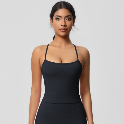 Spaghetti-strap Quick-drying Breathable Tight Top Fitness Sports Vest 7107