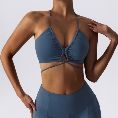  Sexy Deep V Top Hot Girl's Thin Belt Beautiful Back Yoga Bra SKL-FNK202345