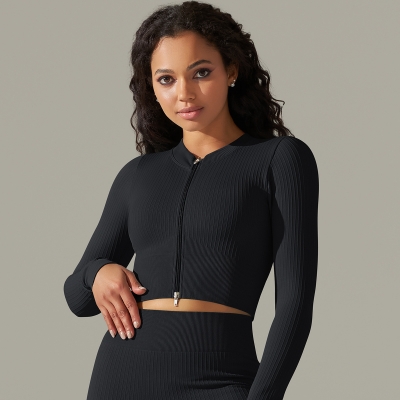 Long-Sleeve Sports Top Zippered Shapewear Fitness Wear 9310long sleeve