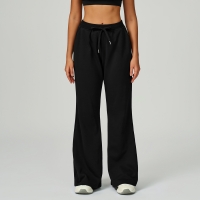 High-Waisted Loose Drawstring Pocket Straight-Leg Sports Sweatpants 2030-2