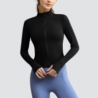 Slim Fit Yoga Jacket for Women Casual Sport Top with Windproof Standing Collar SKL-QY22402