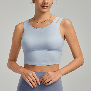 Cutout Shoulder Straps Built-in Bra Pads Yoga Top Vest DWB115024