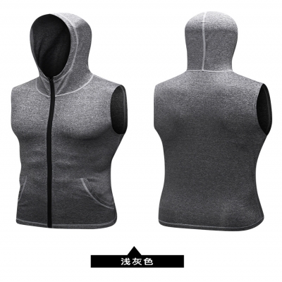 Tight Fitting Sleeveless Fitness Vest with Zipper 9006