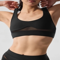 Mesh Paneled Racerback U-Neck Sports Bra SKL-FNK25131