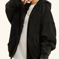  Vintage Zip-Up Hooded Cardigan Sweatshirt BEW0161