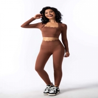 Yoga Wear Long-Sleeved Long Sports Top Sports Set Two-Piece Set For Women SKL-FNK8810