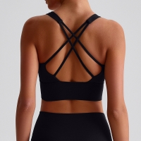 Sexy Crisscross Open-Back Sports Bra with Built-in Cups & Naked-Sensation Yoga Wear SKL-LQ2197