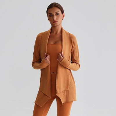 Ribbed Fabric Long-Sleeve Yoga Jacket for Fitness SKL-LQ7005