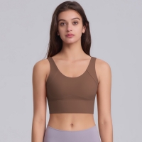 Solid-color Pilates Yoga Wear Buttoned Sports Vest 7069