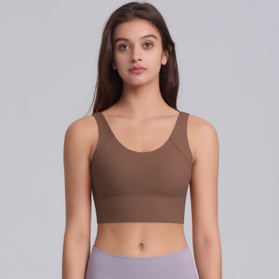 Solid-color Pilates Yoga Wear Buttoned Sports Vest 7069