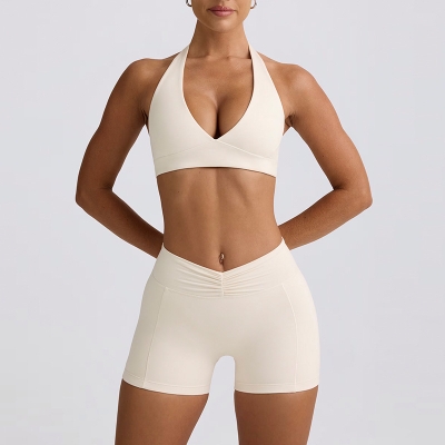 Tummy-Control Yoga Shorts & High-Support Sports Bra Running & Yoga Set SKL-QY-B6505+K6507