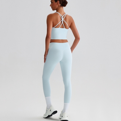  Cross Sports Bra Fitness Wear Running Leggings Yoga Pants Yoga Set SKL-LQ0121