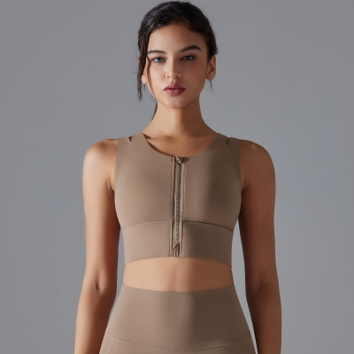  Zippered Sports Bra Running Fitness Vest 7020