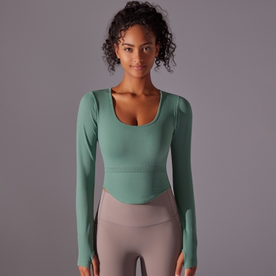 Yoga Suit with Built-in Chest Pads Integrated Cup Fitness Top  6636