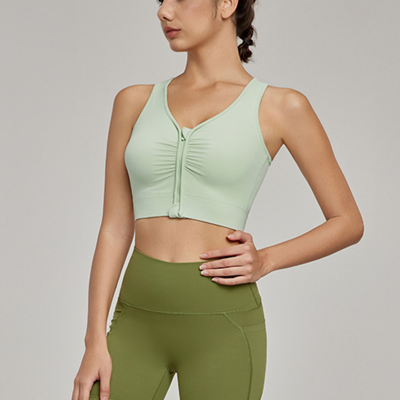 Front-Zip Pleated Athletic Tank Top  DWB115020