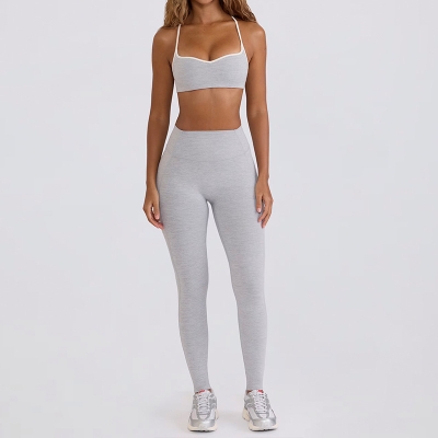 Slimming Compression Spaghetti Strap Open-Back Running Pants Set SKL-QY-B6001+K5008