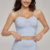 Thin Cross-Strapped Yoga Sling Vest with Front Chest Pleats DWC115033