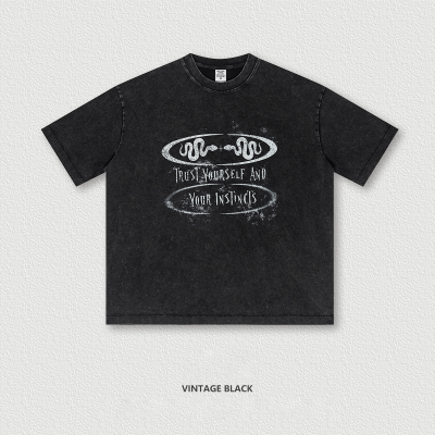 Washed Distressed Printed Short Sleeve T-Shirt BE7530