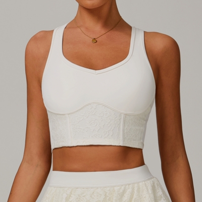 Lace Mesh Nude Feeling Yoga Tank Top 9187