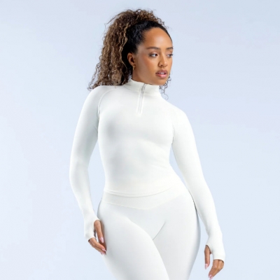 Zippered Yoga Long Sleeve Compression Top SG8001WT1