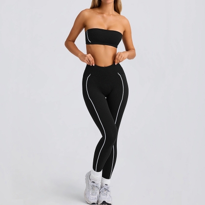 Strapless Bandeau Top & Long Pants Yoga Set SKL-QY-B4031+K4600