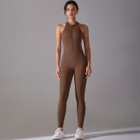Naked-feeling Zip-up One-piece Yoga Suit 6661