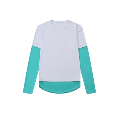 Men's Color Block Long Sleeve Quick Dry Crew Neck Compression Shirt 896