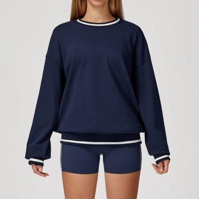 Loose Crew Neck Long-Sleeve Sweatshirt 7028