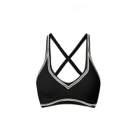 V-Neck 3D Colorblock Crossback Yoga Bra SKL-FNK25143