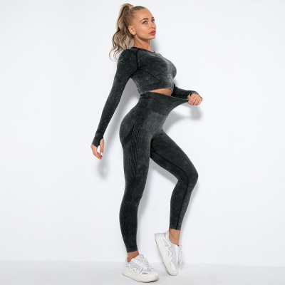  Long-Sleeve Tight Tie-Dye Yoga Wear Set 6500