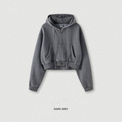  Vintage Washed Zip-Up Hoodie Jacket BEN822