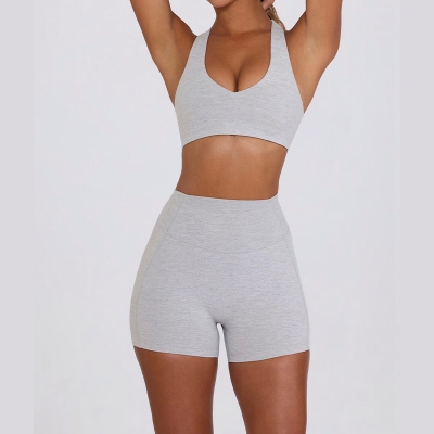 Spaghetti Strap Naked-Sensation Fitness Yoga Shorts Set SKL-QY-B6006+K5007