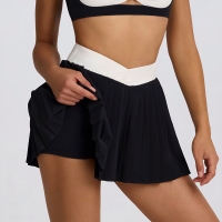 Casual Pleated Skirt Breathable Two-in-One High-Waist Fitness Short Skirt SKL-QY-K6539