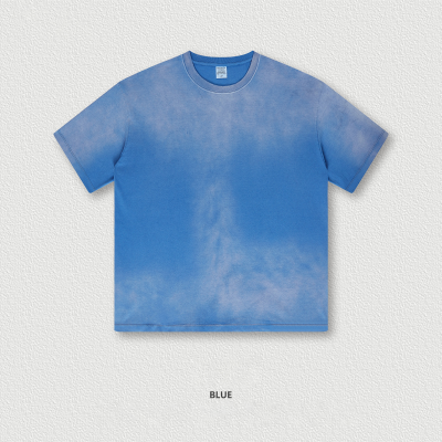 Crewneck Washed Short Sleeve Loose Gradient  BES1755