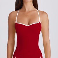 Fitness Top Camisole Sexy Thin Straps Color-Block White Stripes Halter Bra Tank Top SKL-QY-T6536