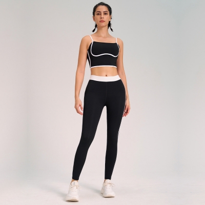 Slimming Compression Spaghetti Strap Open-Back Running Pants Set SKL-QY-B4023+K4560