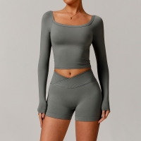 Yoga Clothing Set Long - Sleeved Top and Long Pants Combo for Workout 5036