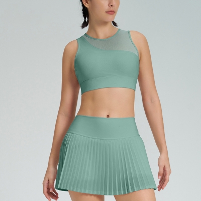 Women's Anti-Sheer Pleated Tennis Skirt & Yoga Shorts Set SKL-QY-B4024+K4567