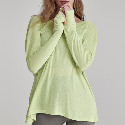 Back Twist Knot V-Back Loose Long-Sleeved Blouse DWTS124096