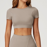 Shockproof Crew Neck Short Sleeve Yoga Top 4509
