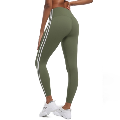 Striped Ankle-length Pants High-waisted Slimming Yoga Pants 6683
