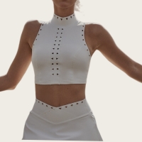 Racerback Cutout Yoga Tank Top with High Neck Hollow-Out Design SKL-FNK202366