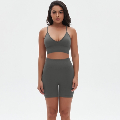  Spaghetti Straps Backless Sports Bra Set 6666