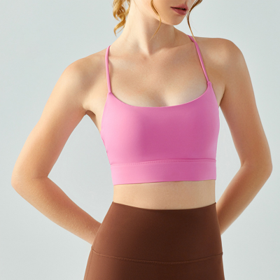 Elastic Racerback Triangular Shaped Solid Color Fitness Bra DSB696