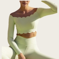 Lace Long-Sleeved Crop Top with Built-in Bra for Women SKL-FNK8808