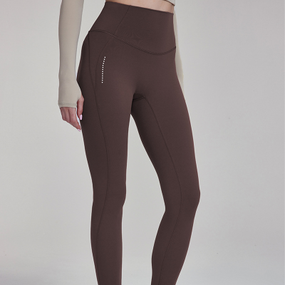 Lycra Waist & Back Pockets Reflective Strips Yoga Leggings DWUS124061