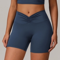 Soft Fabric Twist Pleats Yoga Shorts 9141