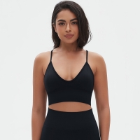 Solid Color V-neck Halter Bra Sports Top 6666