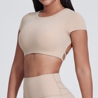 Backless tight-fitting sports T-shirt with chest pads SKL-LQ4097
