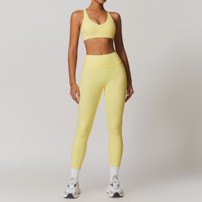 Backless Yoga Suit Women's Compression Sports Bra and Leggings Set for Gym 8863